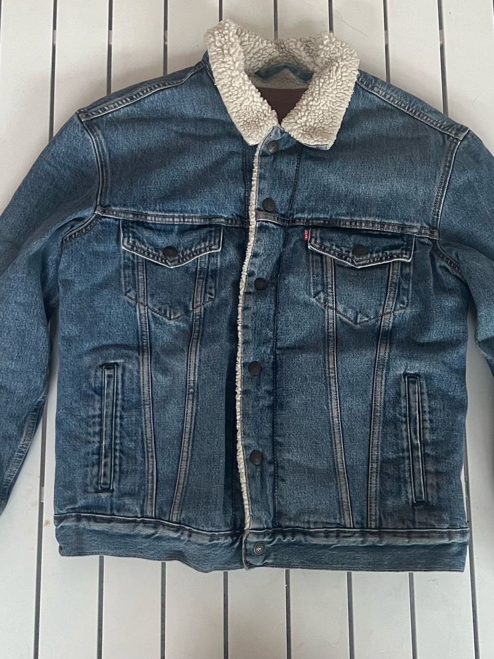 Levi's Blue Denim Sherpa-Lined Pea Coat